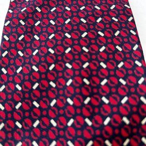 Vintage Polo by Ralph Lauren Silk Neck Tie Red Handmade 57"x4" Geometic Multicol